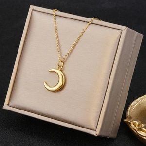 Stainless Steel Gold Moon Necklace